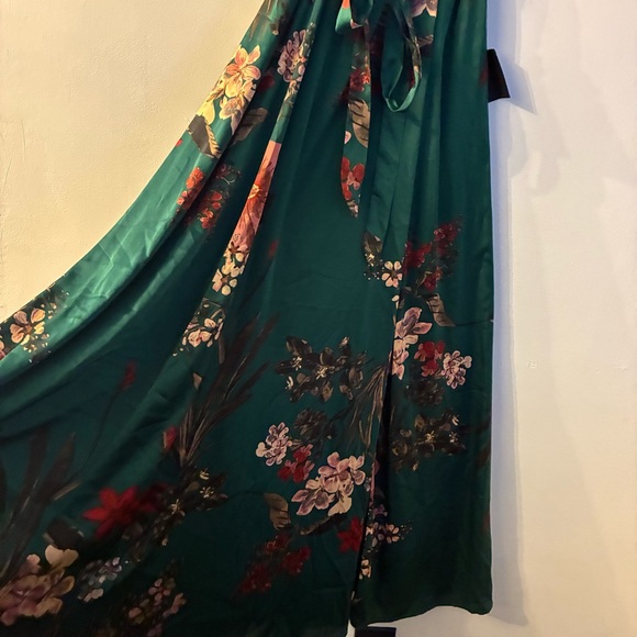 LULUS Still the One Maxi Dress Gown Emerald Green Floral Satin Wedding Guest S - Picture 11 of 13